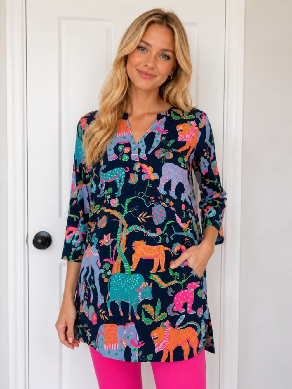 NWOT Gretchen Scott Jungle Safari Animal Print Tunic Top XS